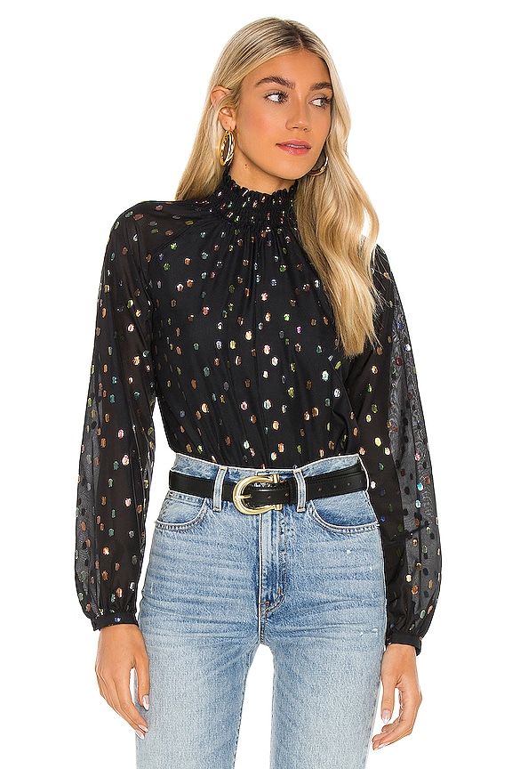 Yumi Kim Lexington Blouse in Party Dot Black | REVOLVE