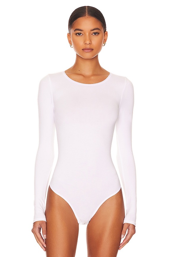 view 2 of 5 Longsleeve Thong Bodysuit in White