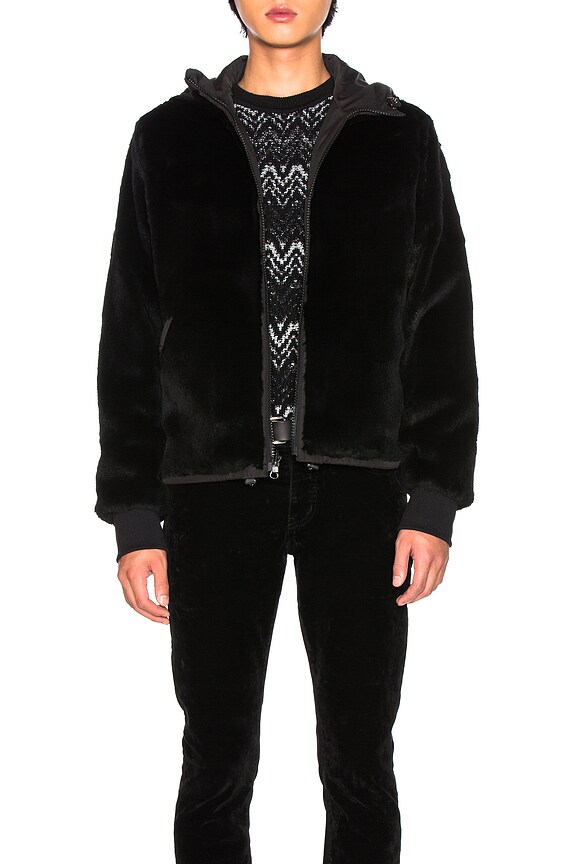 view 1 of 6 Nylon Jacket with Sheared Rabbit Fur in Black