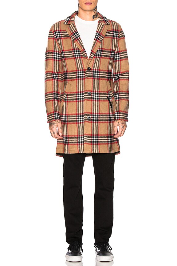 view 2 of 4 NY Melton Coat in Wheat & Crimson