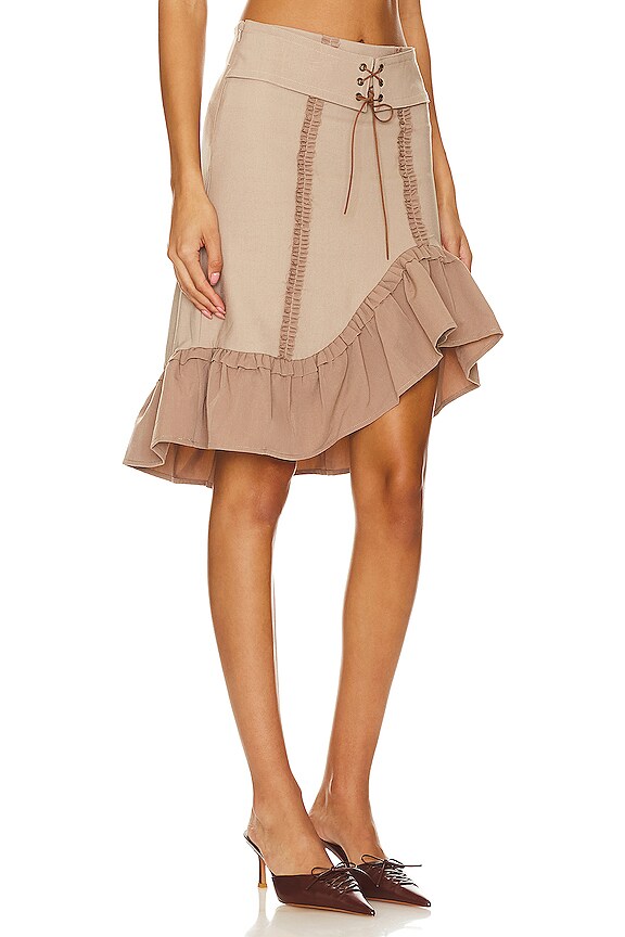 view 2 of 5 Attic Doll Midi Skirt in Taupe
