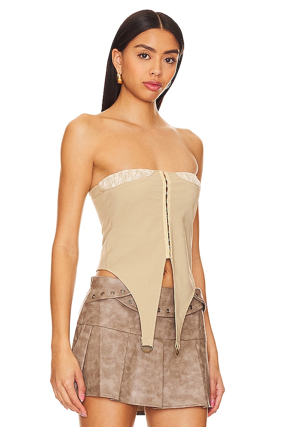 view 2 of 4 Lace Locket Tube Top in Beige