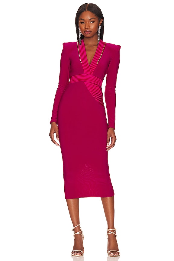 view 2 of 4 Heiress Faux Fur 2 Piece Midi Dress in Rouge