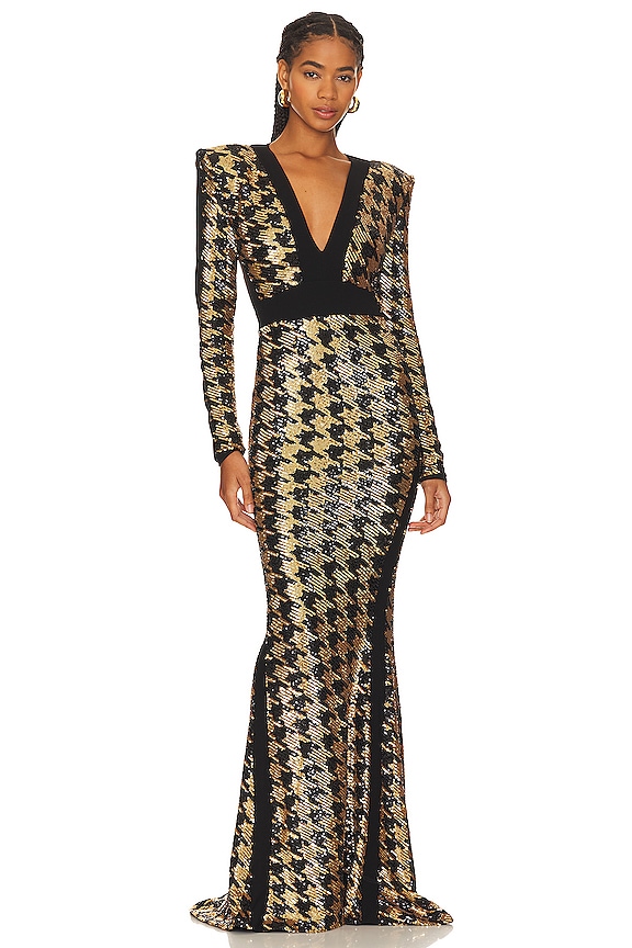 view 1 of 4 Down in Flames Gown in Black & Gold in Black/gold