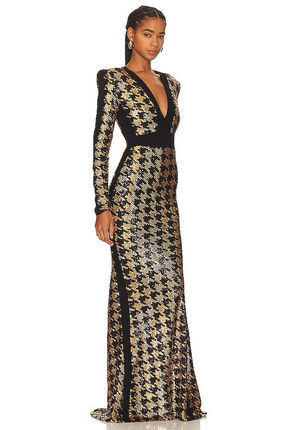 view 2 of 4 Down in Flames Gown in Black & Gold in Black/gold