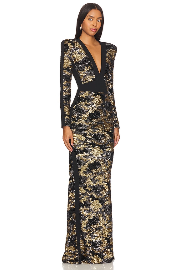 view 2 of 4 Tears in Rain Gown in Black & Gold