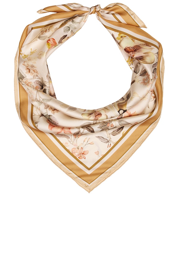 view 1 of 2 ACCESSOIRES PRINTED SILK SQUARE in Cream Songbird