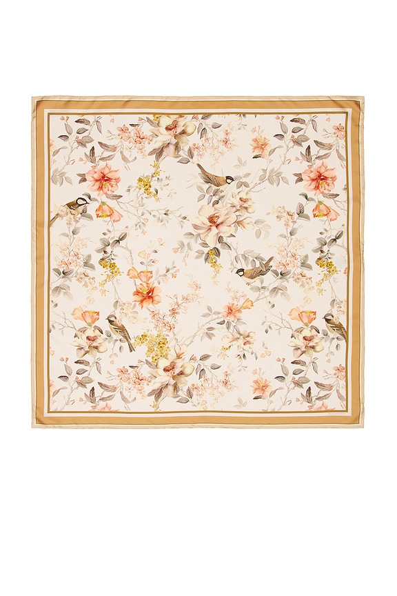 view 2 of 2 ACCESSOIRES PRINTED SILK SQUARE in Cream Songbird