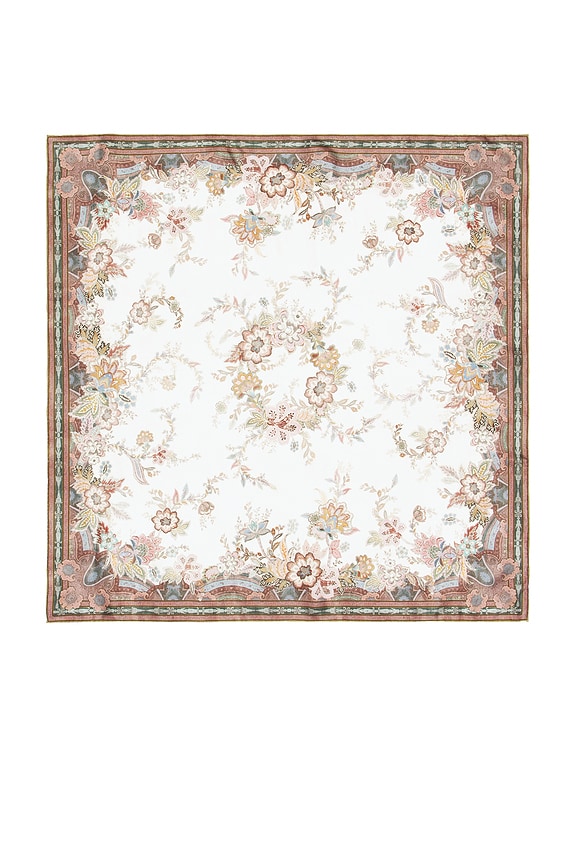 view 2 of 2 ACCESORIOS PRINTED SILK SQUARE in Cream Pink Paisley
