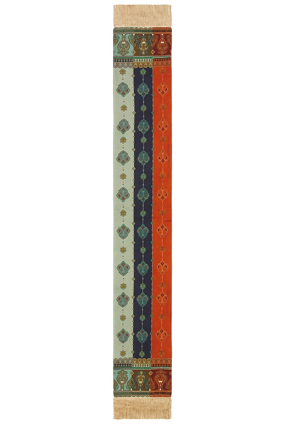 view 2 of 3 Printed Silk Fringe Neck Scarf in Prism Stripe