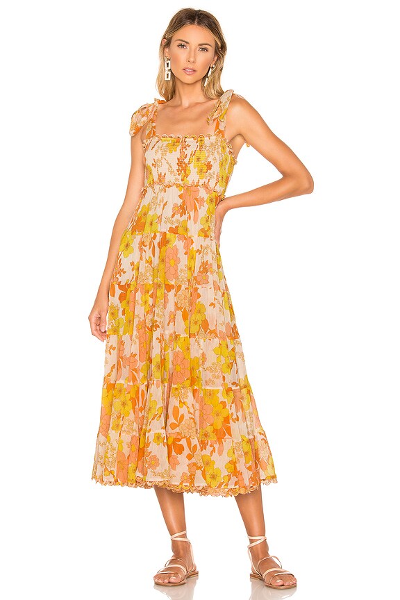 view 1 of 3 Primrose Crinkle Tie Dress in Marigold Floral
