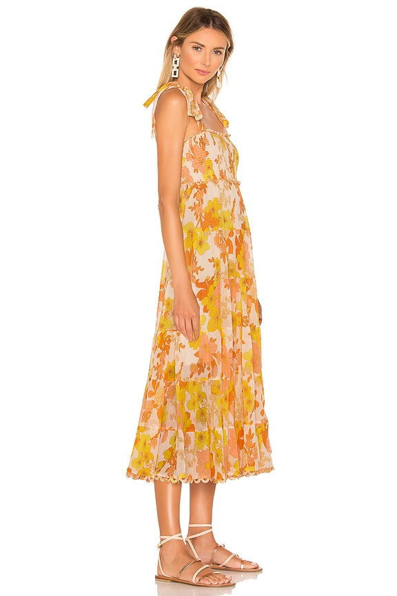 view 2 of 3 Primrose Crinkle Tie Dress in Marigold Floral