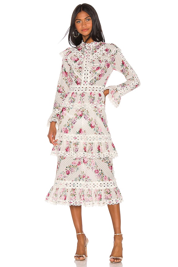 view 1 of 4 Honour Pintuck Panelled Dress in Cream Floral