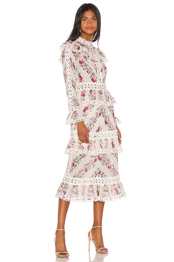view 2 of 4 Honour Pintuck Panelled Dress in Cream Floral