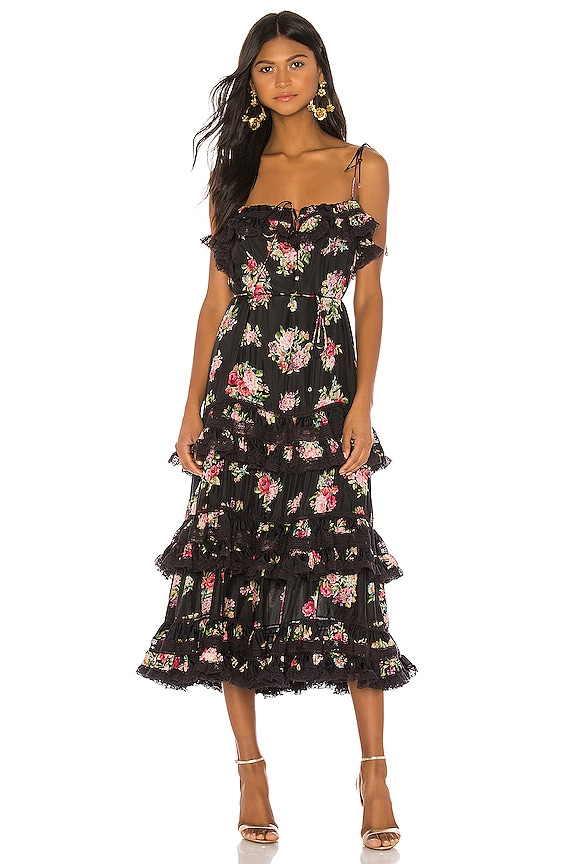 view 1 of 3 Honour Tiered Tie Dress in Black Floral