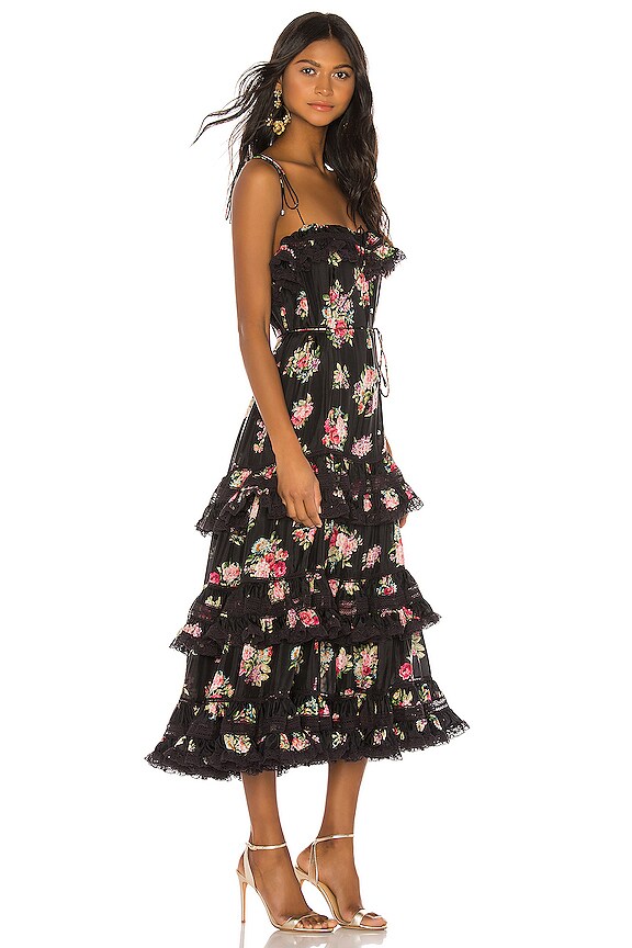 view 2 of 3 Honour Tiered Tie Dress in Black Floral