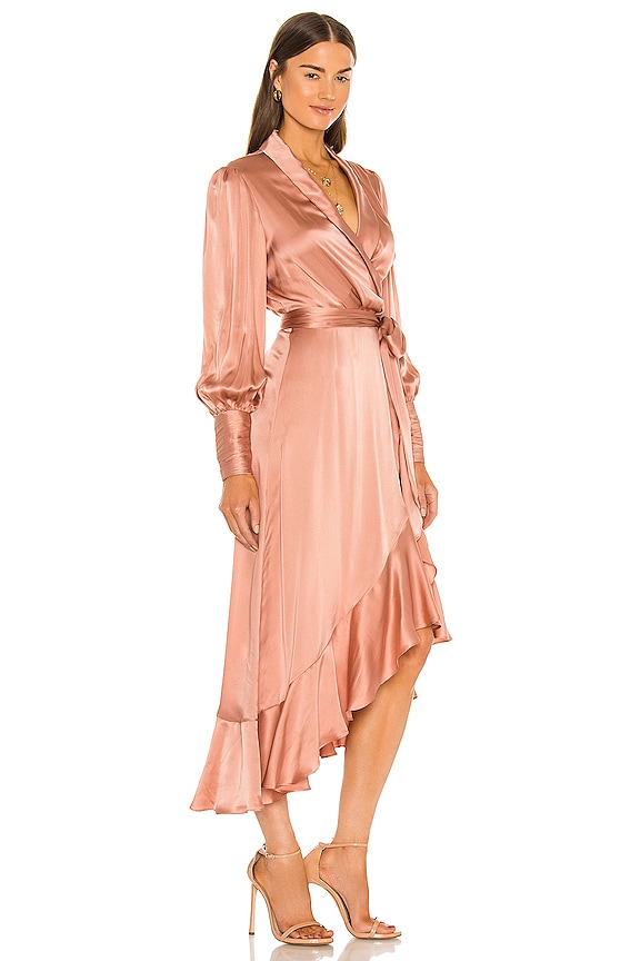 view 2 of 3 Silk Wrap Midi Dress in Lipstick