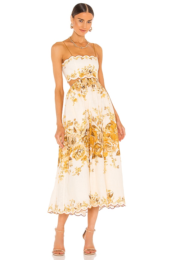 view 1 of 3 Aliane Scallop Midi Dress in Amber Floral