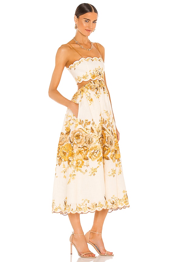view 2 of 3 Aliane Scallop Midi Dress in Amber Floral