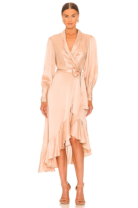 view 1 of 3 SILK WRAP MIDI ドレス in Creme