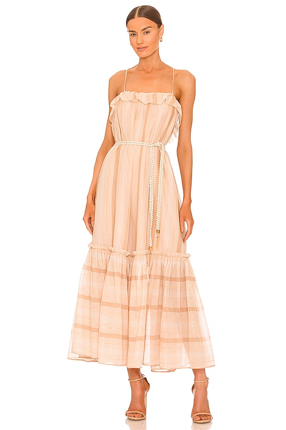 view 1 of 3 VESTIDO RUFFLE HEM LONG in Biscuit