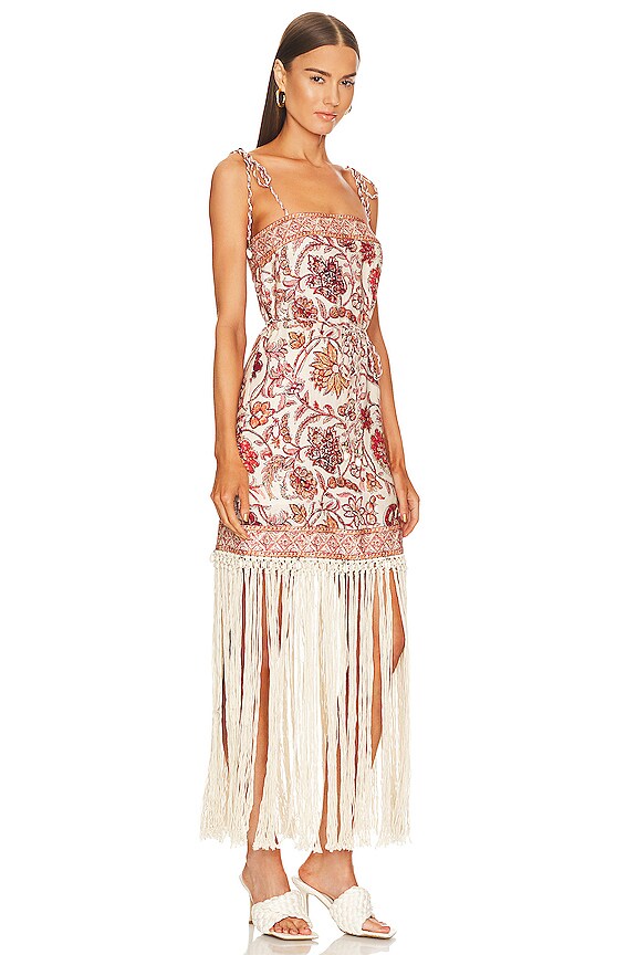 view 2 of 3 Vitali Fringe Midi Dress in Sepia Floral