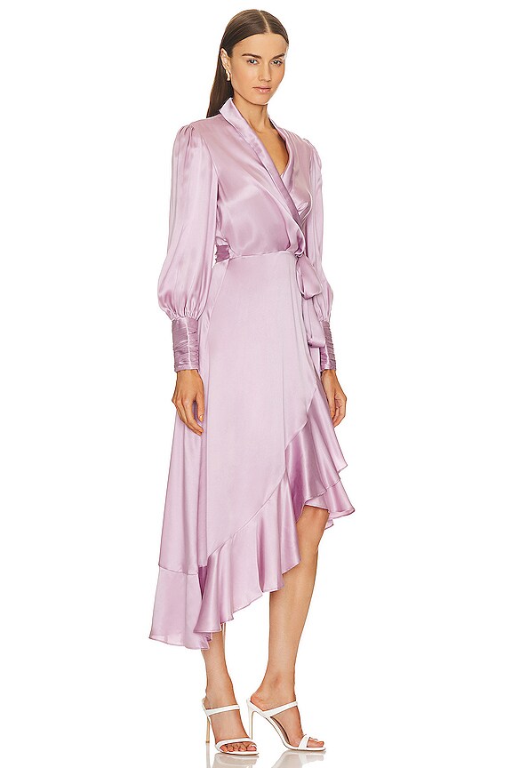 view 2 of 3 Silk Wrap Midi Dress in Musk