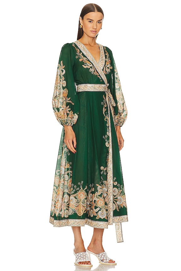view 2 of 3 Devi Midi Dress in Emerald & Paisley