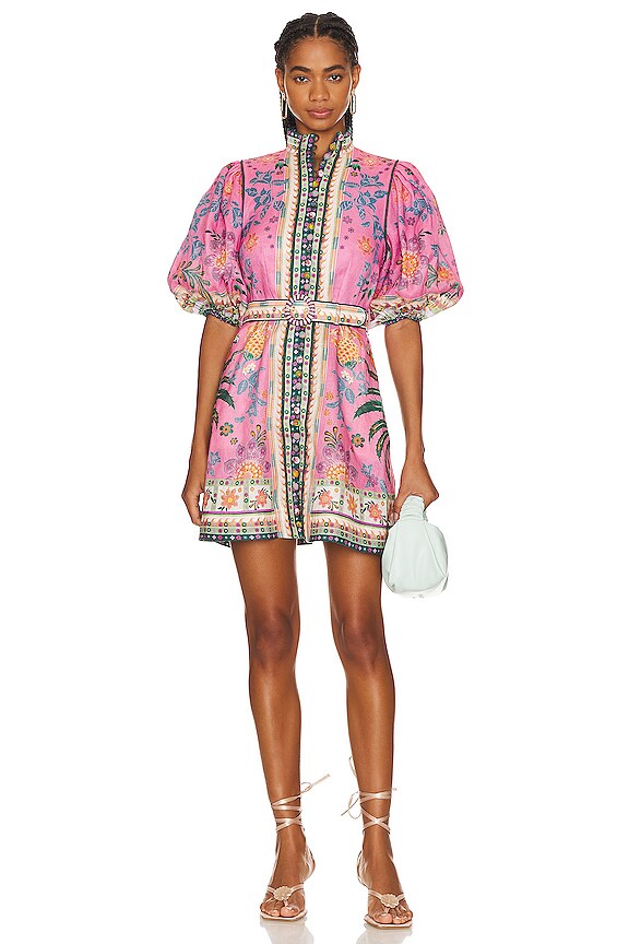 Zimmermann Ginger Buttoned Mini Dress in Pink Multi | REVOLVE