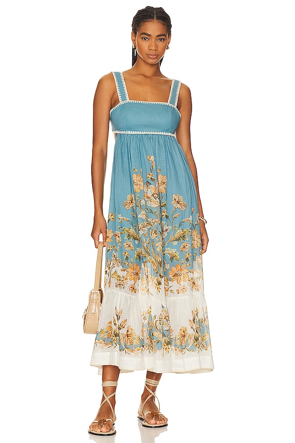 Zimmermann Chintz Midi Dress in Blue Daisy Floral | REVOLVE