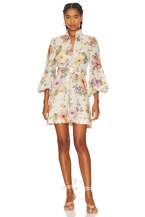 view 2 of 4 Belted Mini Dress in Multi Floral Cream