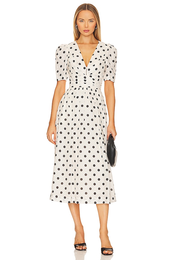 view 1 of 3 Midi Dress in Cream & Black Dot