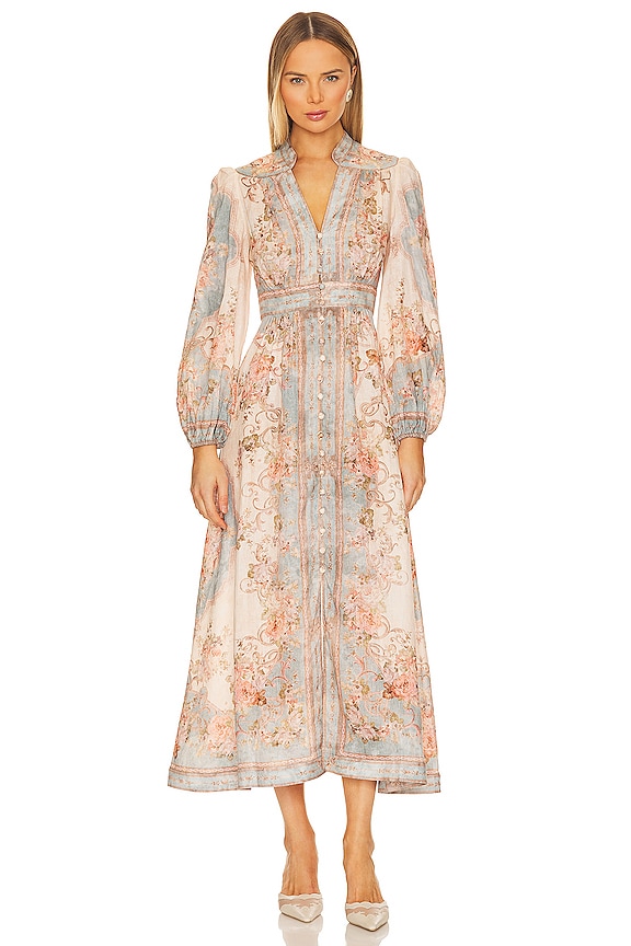 Zimmermann August Plunge Midi Dress in Sky Blue Floral | REVOLVE