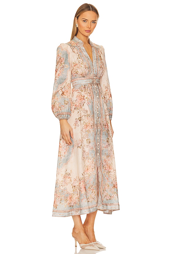 view 2 of 3 August Plunge Midi Dress in Sky Blue Floral