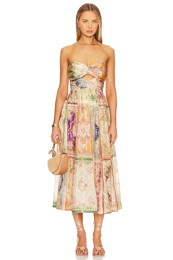 view 2 of 4 August Tie Front Midi Dress in Patch Floral
