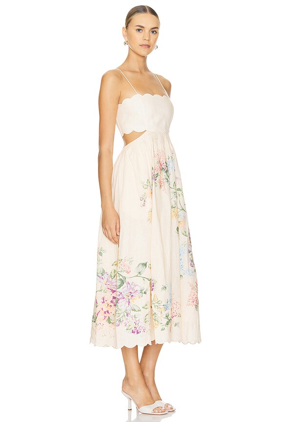 view 2 of 3 Halliday Scallop Midi Dress in Cream Watercolour Floral