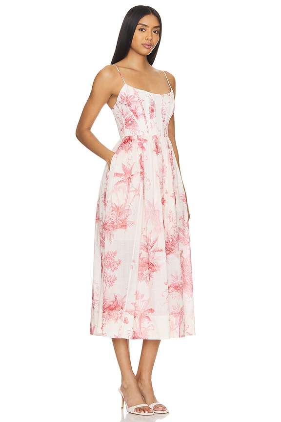 view 2 of 3 WAVERLY 코르셋 미디 드레스 in Pink Palm