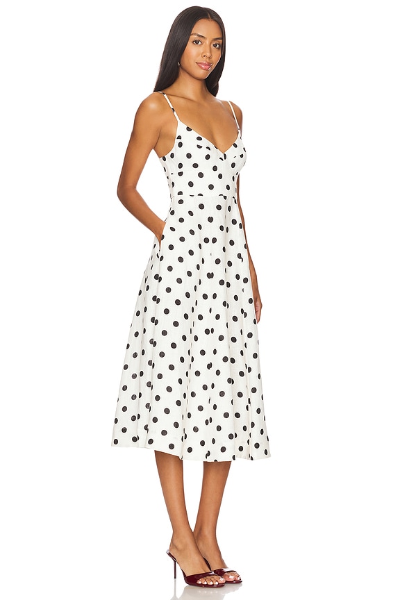 view 2 of 3 Midi Picnic Dress in Cream & Black Dot