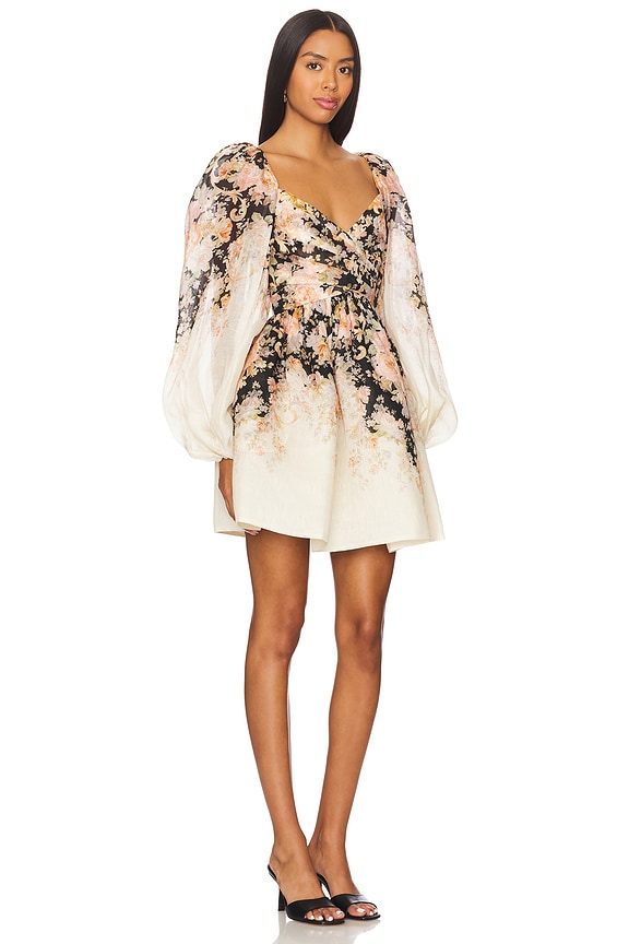 view 2 of 3 Illustration Draped Mini Dress in Tea Rococo Floral