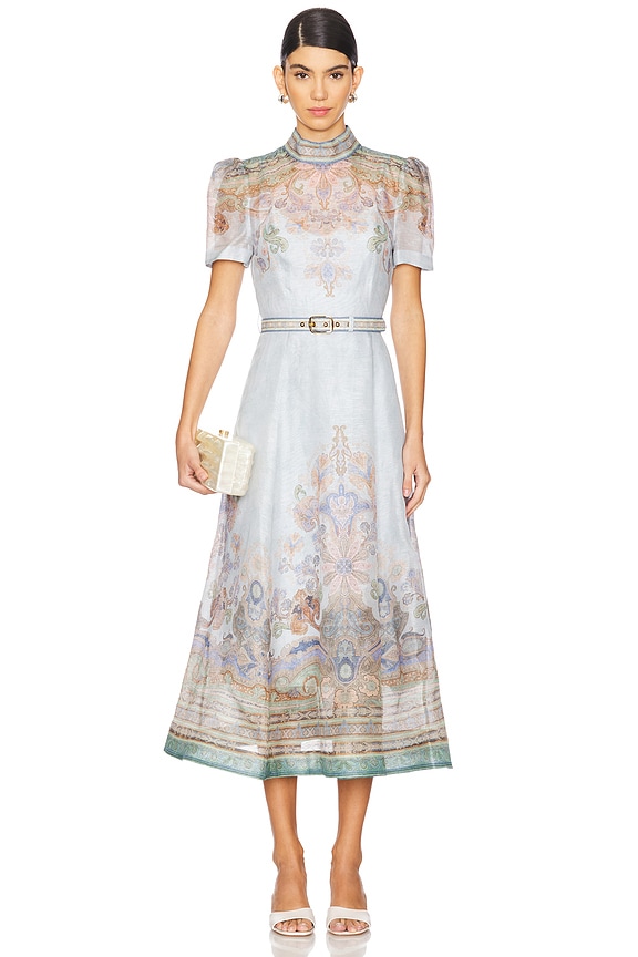 view 1 of 3 Eden Belted Midi Dress in Blue Paisley
