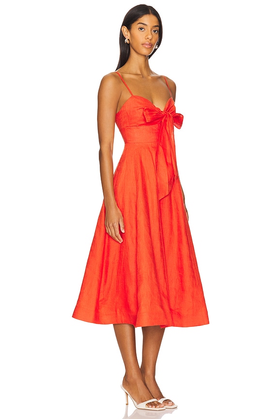 view 2 of 3 VESTIDO MIDI CRUSH TIE FRONT in Red