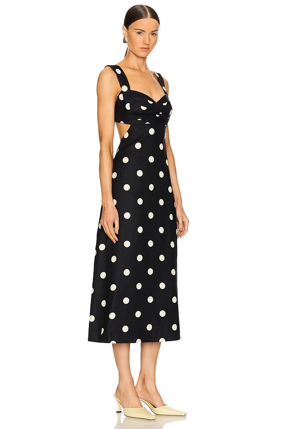 view 2 of 4 ROBE MI-LONGUE CRUSH in Black & Cream Dot