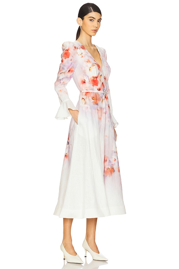 view 2 of 3 Crush Frill Sleeved Midi Dress in Scarlet Floral
