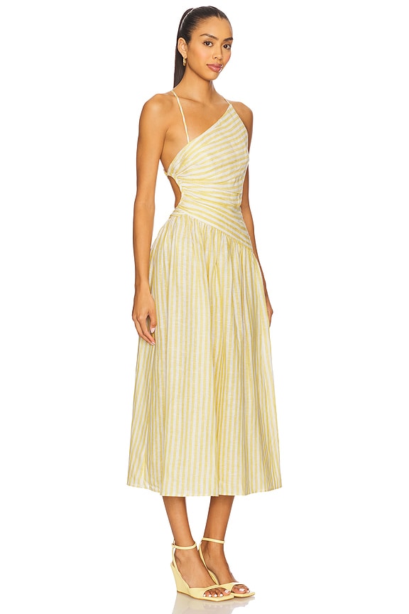 view 2 of 5 Cascadian Asymmetric Dress in Yellow Stripe
