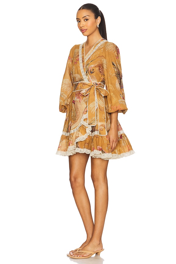 view 2 of 3 Ascension Frill Mini Dress in Mustard Palm Floral