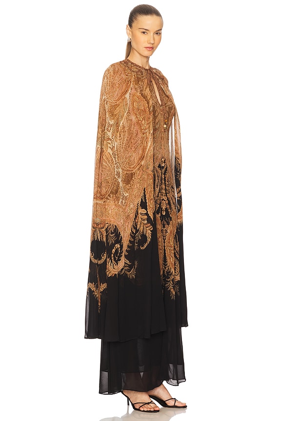 view 2 of 3 Caped Maxi Dress in Black Paisley
