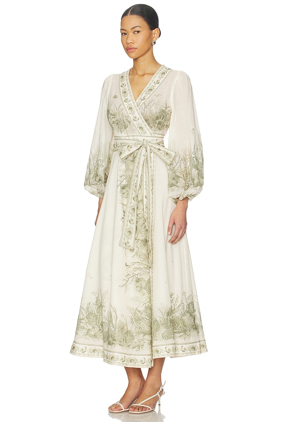 view 2 of 3 Wanderlust Wrap Midi Dress in Khaki Toile