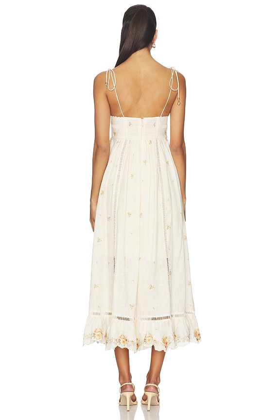 Zimmermann Patience Cami Midi Dress in Cream & Yellow Rose