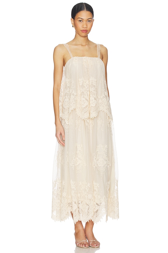 view 2 of 4 Luna Tiered Lace Slip in Cream