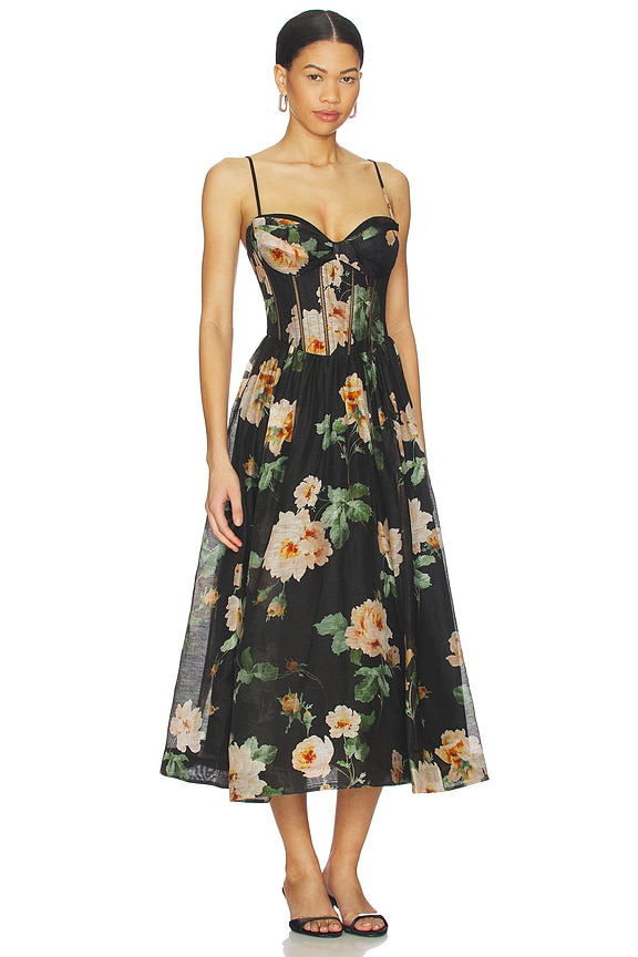 view 2 of 3 Luna Corset Midi Dress in Black Rose